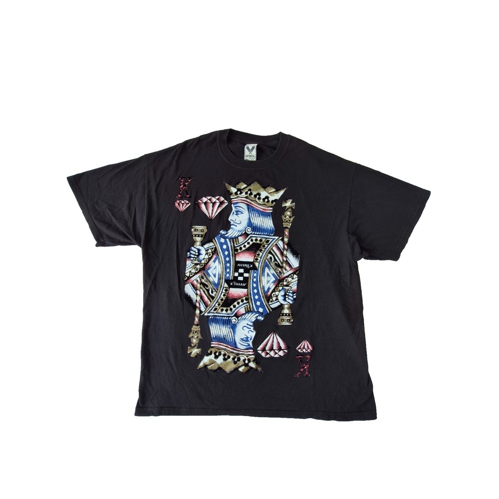 Avirex King Playing Card Graphic T Shirt XL Black Raised Print Streetwear